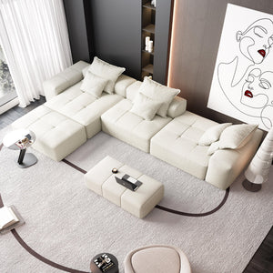 English Elm Modern Oversized Modular Sectional Sofa, Soft Sparkling Chenille With 6 Pillows - No Assembly Needed! W1885S00077