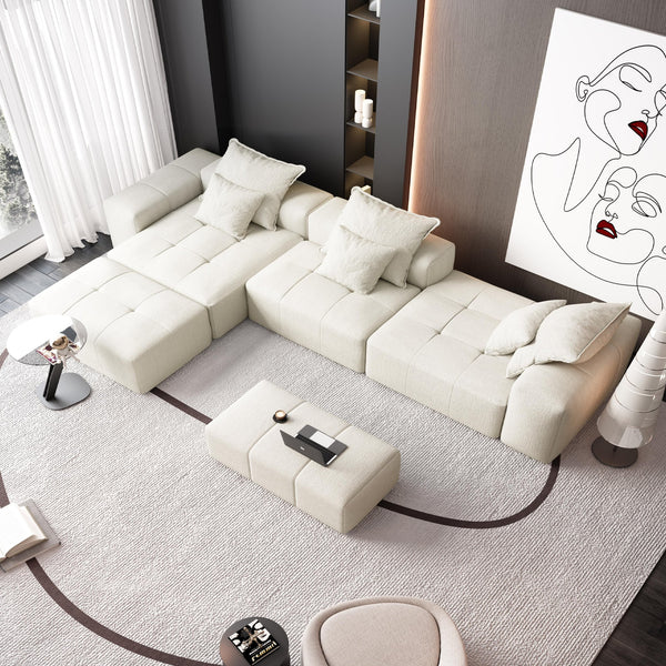 English Elm Modern Oversized Modular Sectional Sofa, Soft Sparkling Chenille With 6 Pillows - No Assembly Needed! W1885S00077