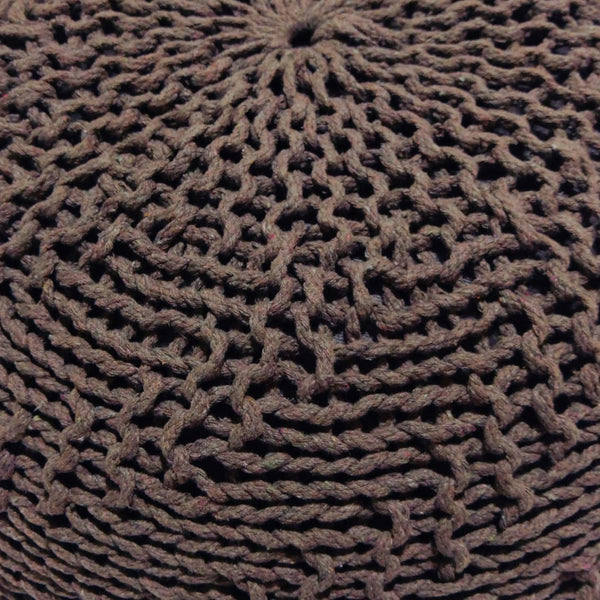 English Elm Christopher Knight Home® - HAZEL Pouf Modern Knit Weave Fabric Ottoman Stool — Textured Round Accent Seat, 20" x 14" Sized Light Brown 60495.00BEI