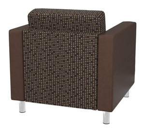 OSP Home Furnishings Pacific Contemporary Club Armchair with Vinyl Upholstery and Polished Chrome Legs for Lounges PAC51-K104/R102