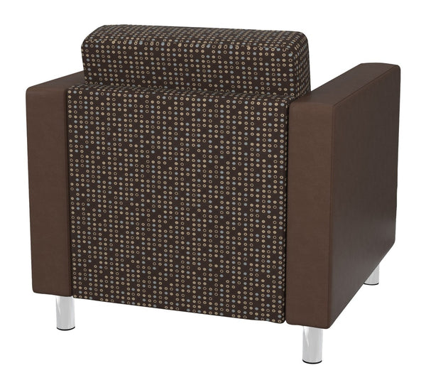 OSP Home Furnishings Pacific Contemporary Club Armchair with Vinyl Upholstery and Polished Chrome Legs for Lounges PAC51-K104/R102