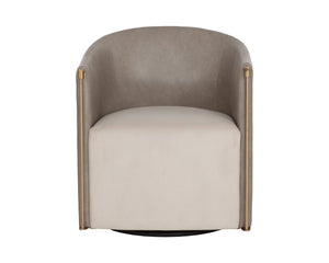Sunpan LEONTINE Swivel Lounge Chair - Modern Comfort in Ivanhoe Mineral & Meg Taupe for Stylish Spaces 112696