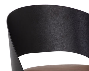 Sunpan Dezirae Barstool - Stylish Curved Back Design with Genuine Leather Seat and Unique Craftsmanship Black / Cognac Leather