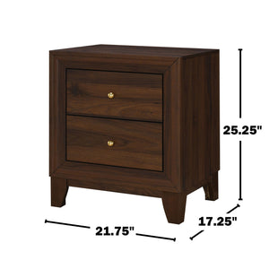 English Elm 2-drawer Nightstand Melamine Veneer Brass Hardware Modern Bedroom Bedside Table B016P459868