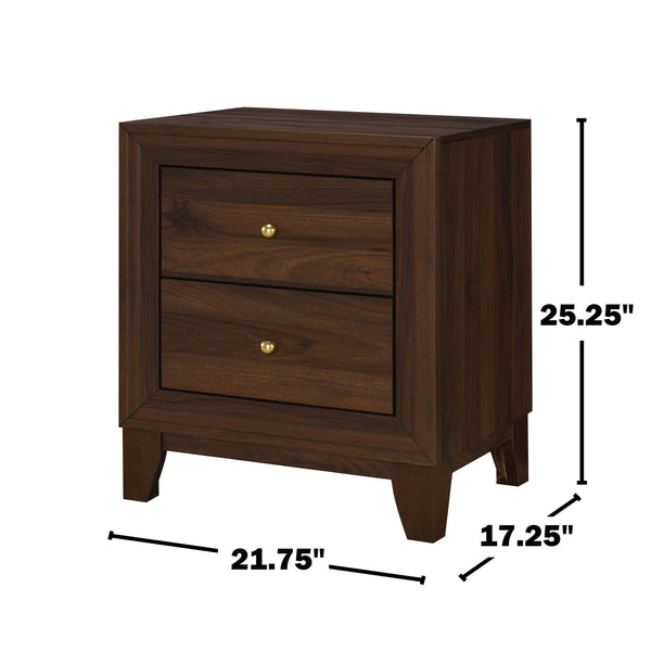 English Elm 2-drawer Nightstand Melamine Veneer Brass Hardware Modern Bedroom Bedside Table B016P459868