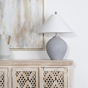 Crestview Collection 28.5"H Slater Urn Ceramic Table Lamp With Stylish Grey Finish & Versatile Three-way Lighting Options   Cvap2980