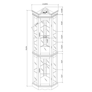 English Elm Walnut Corner Display Cabinet with Mirrored Back Lit Glass Shelves for Living Room W1693P176659