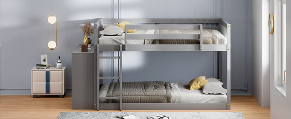 English Elm Full Over Bunk Bed with Four Drawers Three Shelves Pine and Mdf Kids Frame Gray LT000267AAE-1