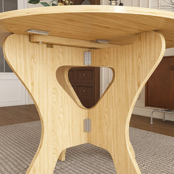 English Elm 43 Inch Foldable Mdf Dining Table with Warm Wood Grain Veneer for Compact Living Ancient Oak W2700P409329