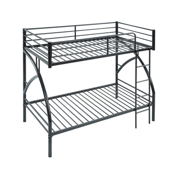English Elm Black Metal Twin-Over-Twin Bunk Bed with Modern Lines, Sturdy Frame, Space-Saving Design for Kids Black 76.25 L x 45.25 W x 7.75 H B011P248589