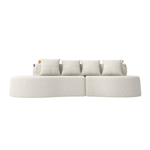 English Elm Modern Half Moon Chenille Sectional Three Seat Curved Sofa for Living Room or Apartment Beige W395P435337