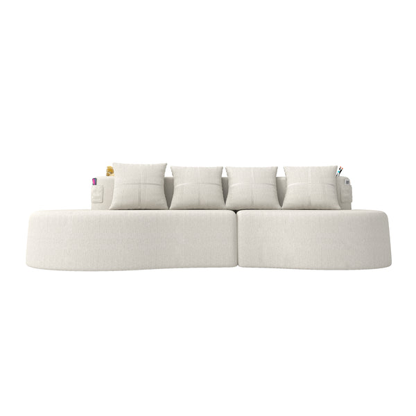 English Elm Modern Half Moon Chenille Sectional Three Seat Curved Sofa for Living Room or Apartment Beige W395P435337