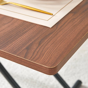 English Elm Table Set With Adjustable Height: Modern Walnut Mdf Top & 4 Brown Tech Fabric Chairs For Versatile Use W1151S04093-GIGA