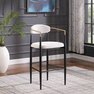 English Elm Christopher Knight Home® - Barstools Set Of 2 - Modern Upholstered Kitchen Stools With Supportive Backs & Iron Legs, Beige N779P248198M