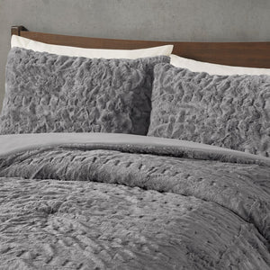English Elm Full/Queen Blair Ruched Faux Fur Down Alternative Comforter Set – Luxurious Hypoallergenic OEKO‑TEX Bedding Ensemble Grey 11.02 L x 18.31 W x 10.24 H B035129367