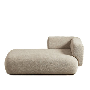 English Elm Upholstered Boucle Chaise Lounge with Wooden Legs for Bedroom or Living Room W5515P437368