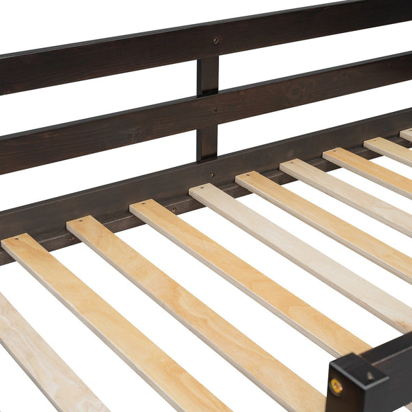 English Elm Twin Over Bunk Bed with Four Storage Drawers Open Shelving Kids Bedroom Espresso LT000167AAP-1