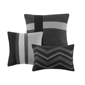 English Elm 7 Piece Faux Suede Comforter Set In Modern Black & Grey For Cal King - Cozy, Hypoallergenic & Stylish! B03597217