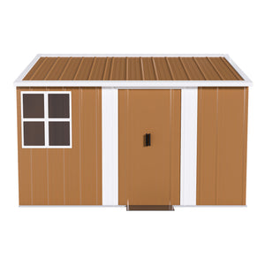 English Elm 8x10 Galvanized Steel Outdoor Storage Shed Windproof Ventilated Lockable Garden Tool House W2700S00062