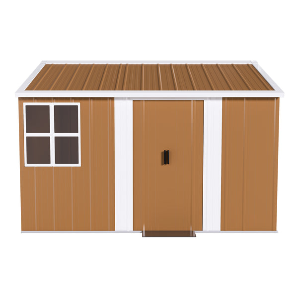 English Elm 8x10 Galvanized Steel Outdoor Storage Shed Windproof Ventilated Lockable Garden Tool House W2700S00062