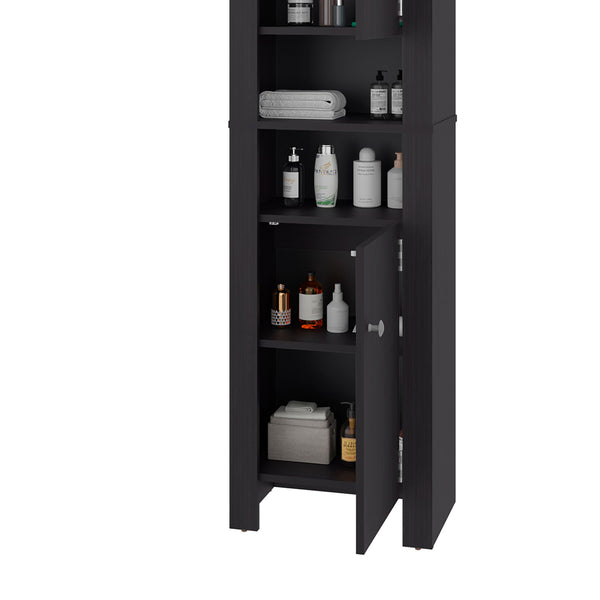 English Elm Wenge Wall-Mounted Washbasin Cabinet 63.3" High, Melamine Finish, Closed Storage for Sleek Organized Bath Space B062P389907