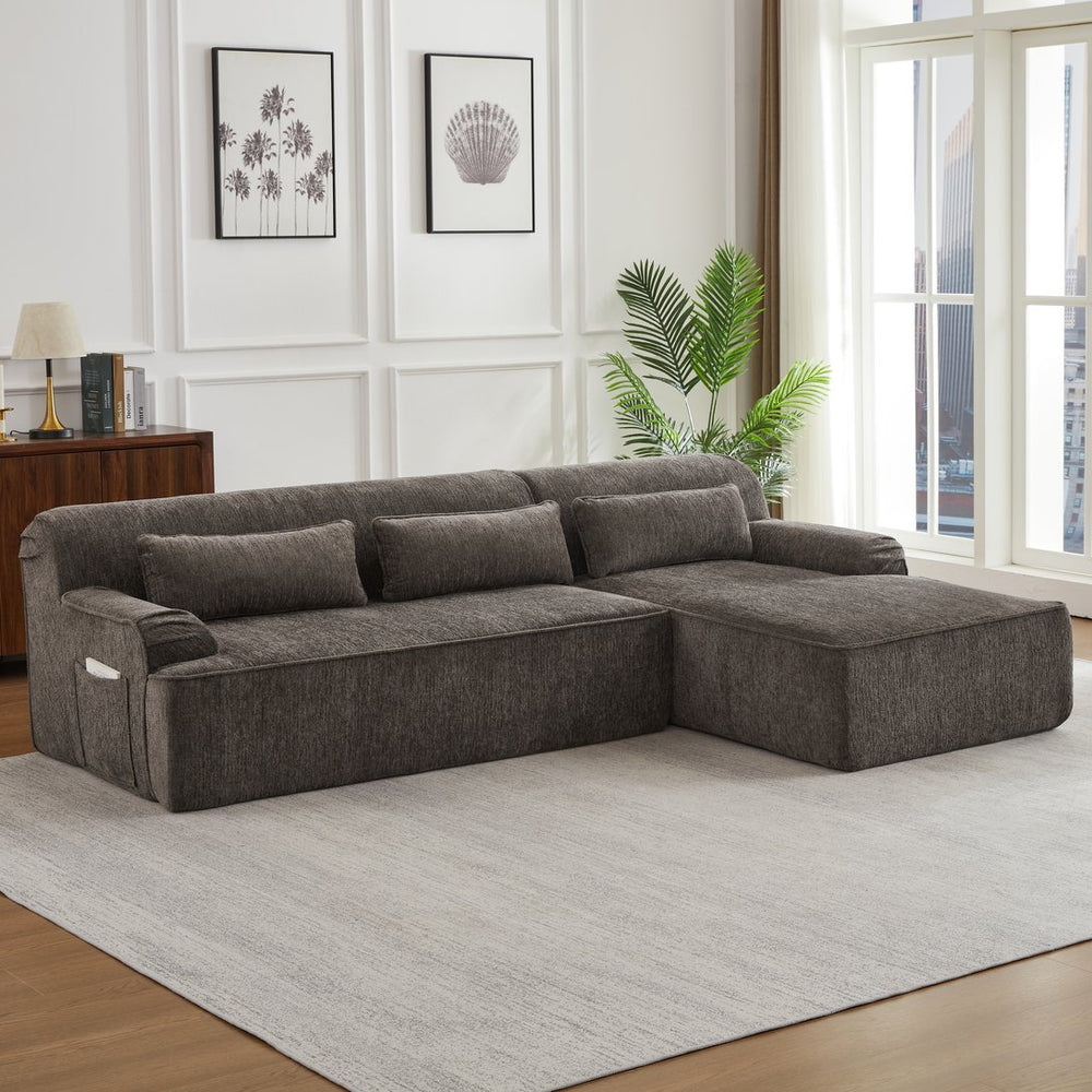 English Elm Chenille Oversized L-Shaped Sectional Sofa - Minimalist Design, Comfy Tufted Couch For Any Space W2339S00065