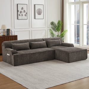 English Elm Chenille Oversized L-Shaped Sectional Sofa - Minimalist Design, Comfy Tufted Couch For Any Space W2339S00065