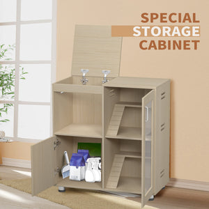 English Elm Guinea Pig Solid Wood Habitat with Acrylic View Panel and Built in Storage Cabinet Teak W1850P168642