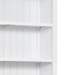 English Elm 83" 5-Tier Bookcase Suite with LED Light Strip, Adjustable Shelves, Cable Management & Solid Wood Frame White N751S246920K