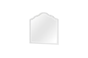 English Elm Shaped Arched Mirror in Cement Finish, White Solid Wood Frame with Durable Mindi Veneer Accent Decor B2699P395259