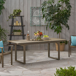 English Elm Outdoor Expandable Acacia Hardwood Dining Table with Slatted Top for Patio Spaces 62908.00GRY