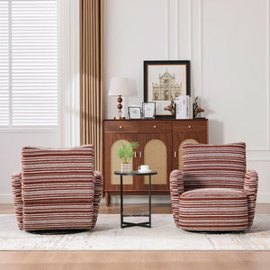 English Elm Modern Boucle 360° Swivel Leisure Chair with High‑Resilience Sponge, Supportive Curve, 550lb Capacity Red W395P355443