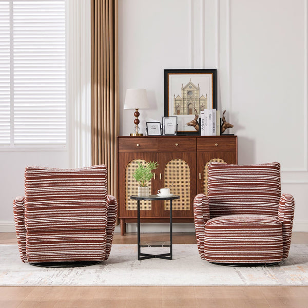 English Elm Modern Boucle 360° Swivel Leisure Chair with High‑Resilience Sponge, Supportive Curve, 550lb Capacity Red W395P355443