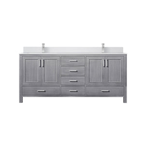 English Elm Distressed Grey Double Bath Vanity With Cultured Marble Top & Faucet Set - Farmhouse Charm & Storage B2731P259111