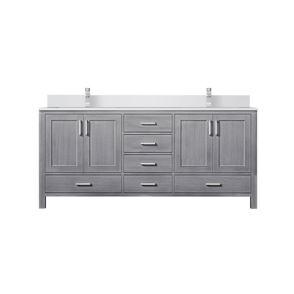 English Elm Distressed Grey Double Bath Vanity With Cultured Marble Top & Faucet Set - Farmhouse Charm & Storage B2731P259111