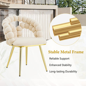 English Elm Modern Velvet Bubble Back Dining Chairs with Gold Legs Glam Accent Seating Set of 2 W3875P437077