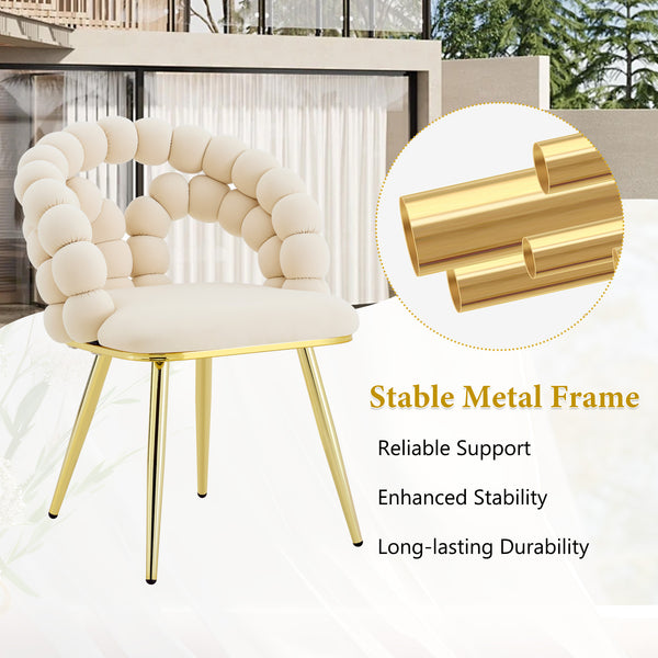 English Elm Modern Velvet Bubble Back Dining Chairs with Gold Legs Glam Accent Seating Set of 2 W3875P437077