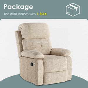 English Elm Small Recliner Chair with Padded Cushioning and Acacia Wood Frame, Easy Assembly, 330lb Capacity Sand T3623P408690
