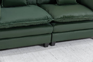 English Elm Modern Chenille Sectional Sofa with Chaise Lounge Solid Wood Frame Living Room Seating Antique Green W2530P463111