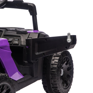 English Elm 24v Kids Utv Ride on with Dual 80w Motors Remote Control and Four Wheel Suspension Purple+Black W1578P343323