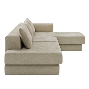 English Elm L-shaped Chenille Sectional Sofa with Deep Modular Seating and Layered Cushion Comfort Brown N763S000090D