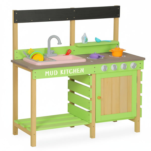 English Elm Kids Solid Wood Outdoor Mud Kitchen with Water Station and Imaginative Cooking Play W2640P454243