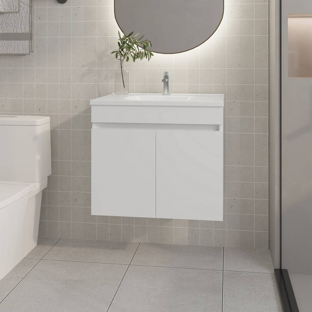 English Elm Colville Floating Wall Mount Vanity Cabinet Matte Finish Modern Bathroom Storage White B092P439906