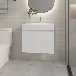 English Elm Colville Floating Wall Mount Vanity Cabinet Matte Finish Modern Bathroom Storage White B092P439906