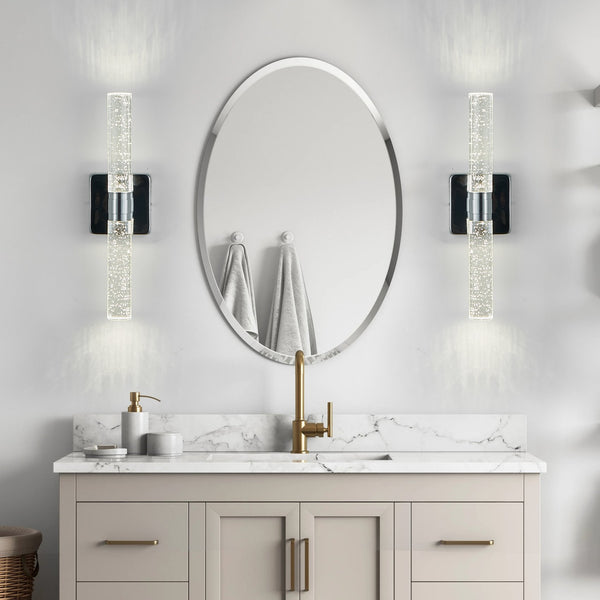 English Elm 17"(H) Contemporary Bubble Crystal Wall Light 2-Light Sconce with LED 4000K 1000lm Iron Fixture Chrome W2312P374975