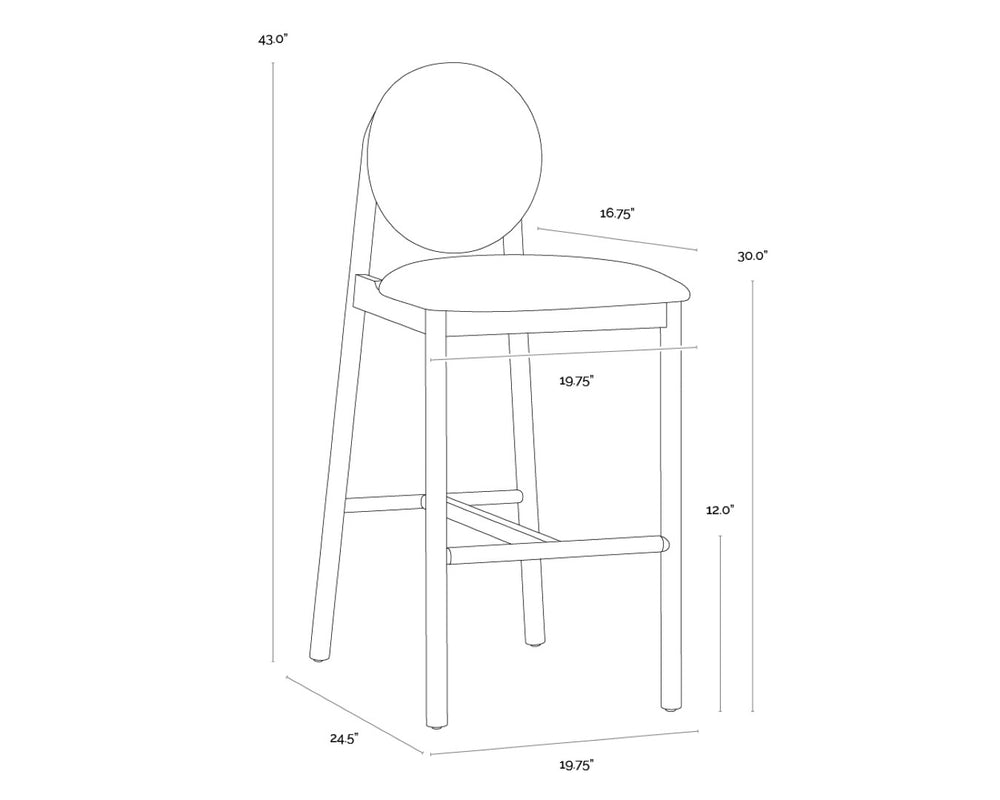 Sunpan ORABELL Barstool - Mid-Century Modern Comfort with Oak Frame and Opera Spice Upholstery Accent 112849
