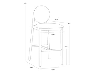 Sunpan ORABELL Barstool - Mid-Century Modern Comfort with Oak Frame and Opera Spice Upholstery Accent 112849