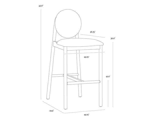 Sunpan ORABELL Barstool - Mid-Century Modern Comfort with Oak Frame and Opera Spice Upholstery Accent 112849