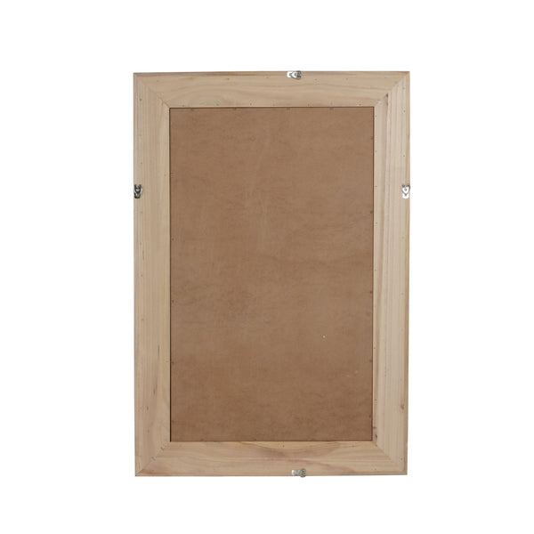 English Elm Natural Rattan Wrapped Solid Wood Rectangular Mirror Handcrafted Farmhouse Bathroom Entryway Yellowish-Brown W2203P436619