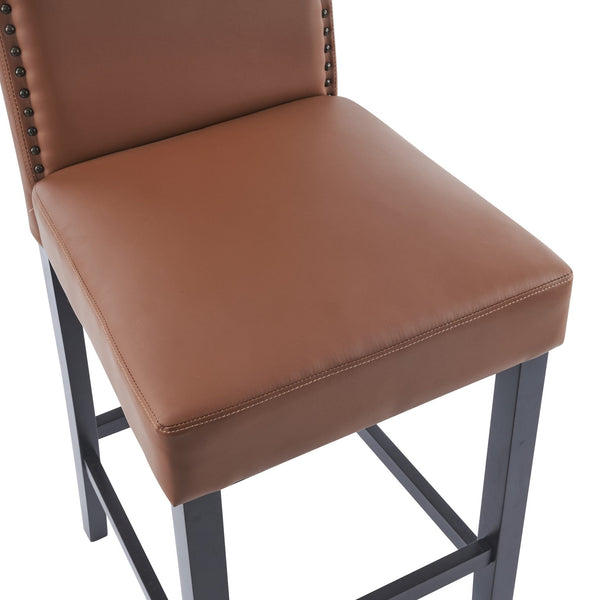 English Elm Barstools Set of 2 Pu Leather Seating Rubberwood Legs for Kitchen Island or Home Bar N779P254675L